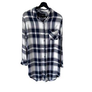 Rails Bianca Blue White Plaid Long Sleeve Button Up Shirt Dress Small